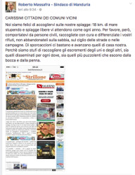 massafra sindaco critica spiagge fb