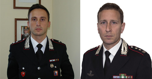 A sinistra il tenente Marco Colì ( a capo del Norm della compagnia di Brindisi); a destra il tenente colonnello Cristiano Tomassini (a capo del Nucleo operativo del comando provinciale di Brindisi)