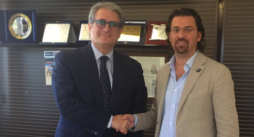 Il presidente della Prefabbricati Pugliesi Srl Massimo Ferrarese con il patron dell Virtus Francavilla Calcio Antonio Magrì